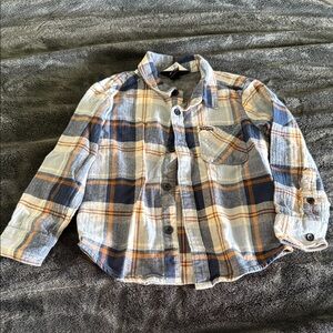 Volcom Kids Checkered Button-Down Shirt in Blue and Orange